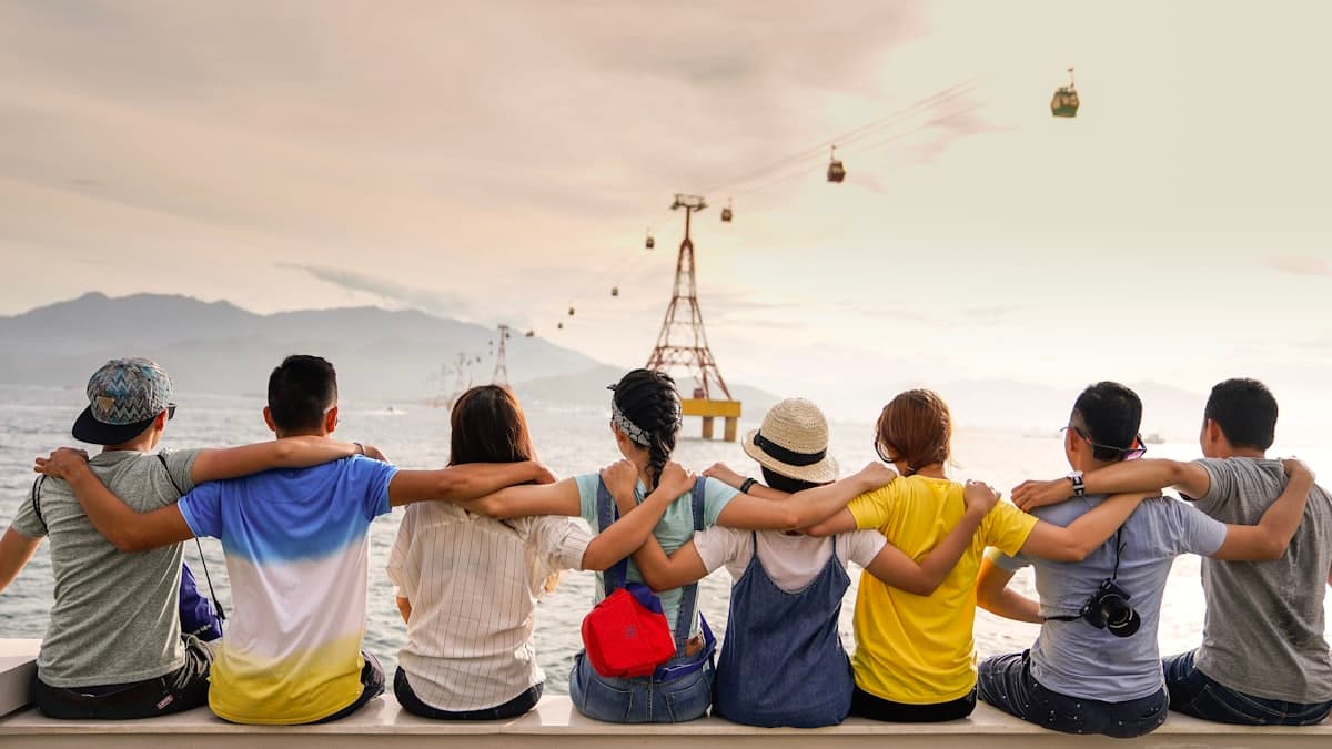 Friends sitting together and talking